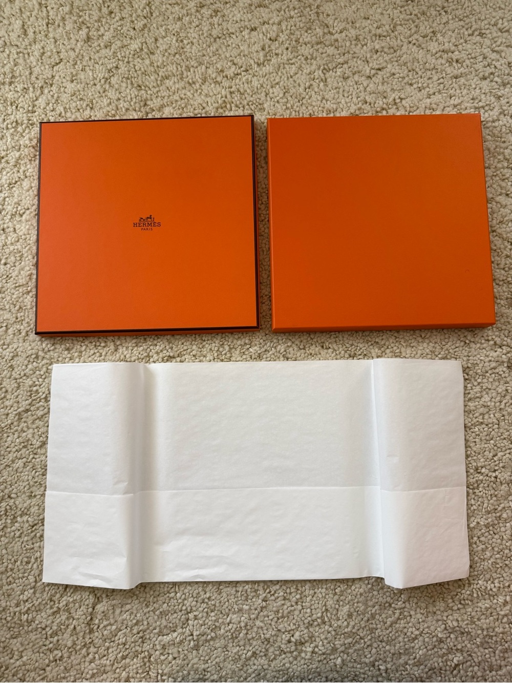New Hermes box scarf square lid authentic EMPTY 9.5” tissue paper - Picture 2 of 4
